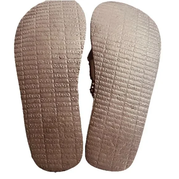 Corkys Madeline Flip Flop Clear Rhinestones On Black Fabric Straps Size 8 W/box - Picture 4 of 7